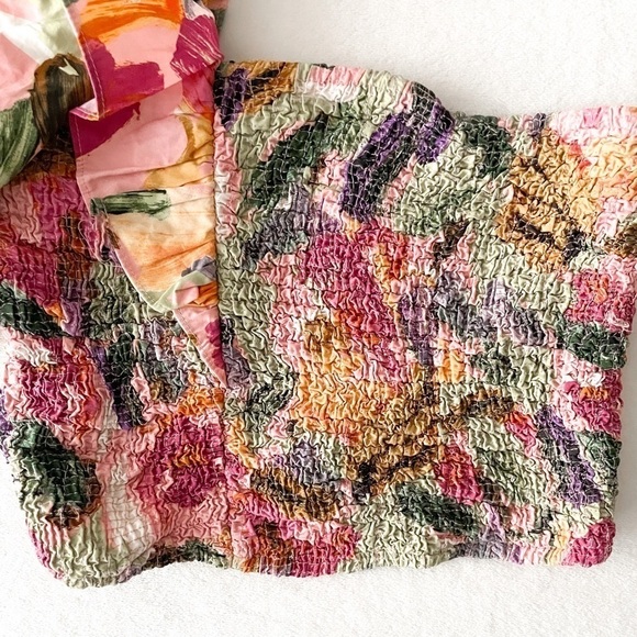 ZARA Paint Swatch One Shoulder Puff Blouse - Picture 4 of 7